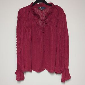 aliceblue Red Sheer Long Sleeve Blouse NWT